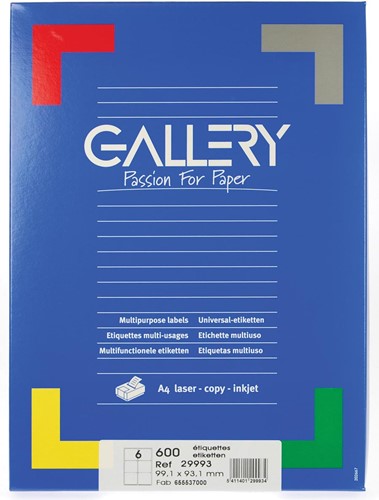 Gallery witte etiketten ft 99,1 x 93,1 mm (b x h), ronde hoeken, doos van 600 etiketten