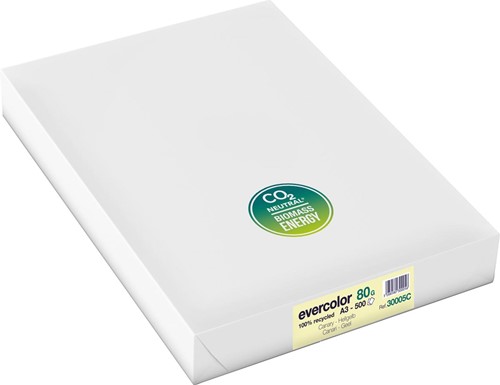 Clairefontaine Evercolor papier couleur recyclé, A3, 80g, 500 feuilles, jaune