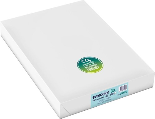 Clairefontaine Evercolor papier couleur recyclé, A3, 80g, 500 feuilles, bleu vif