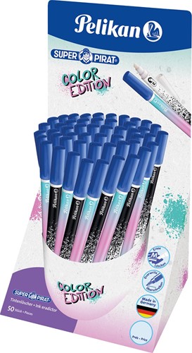 Pelikan Super Pirat inktuitwisser color edition, medium punt, display van 50 stuks
