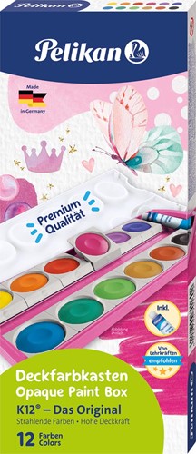 Pelikan boîte de couleurs gouaches 735/K12V, rose pailleté, 12 godets