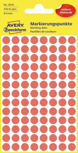 Avery Etiquettes ronds diamètre 8 mm, rouge, 416 pièces 1 Stuk