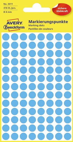 Avery Etiquettes ronds diamètre 8 mm, bleu, 416 pièces 1 Stuk