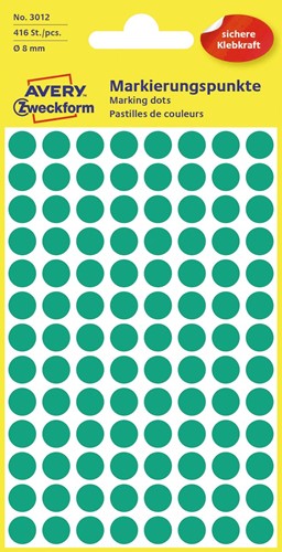 Avery Etiquettes ronds diamètre 8 mm, vert, 416 pièces 1 Stuk