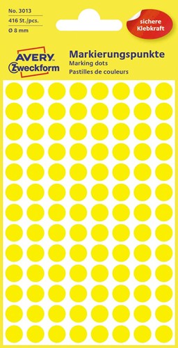 Avery Etiquettes ronds diamètre 8 mm, jaune, 416 pièces 1 Stuk