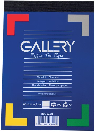 Gallery carnet de notes, ft A6, ligné, 70 g/m²