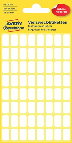 Avery Witte etiketten ft 13 x 8 mm (b x h), 384 stuks 1 PAK