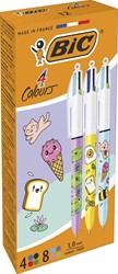 Bic stylo bille 4 couleurs Kawai, boîte de 12 pièces, assorti