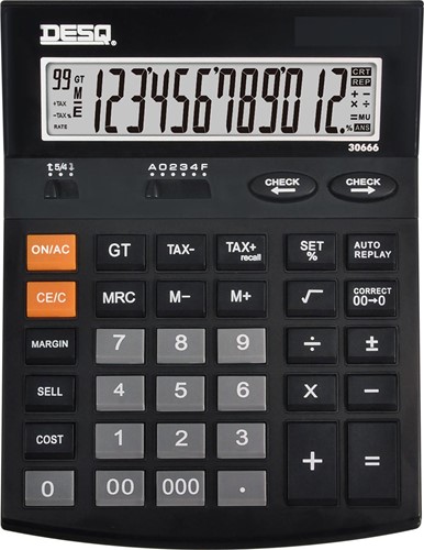 Desq calculatrice de bureau Heavy Duty 30666, Check & Correct, noir