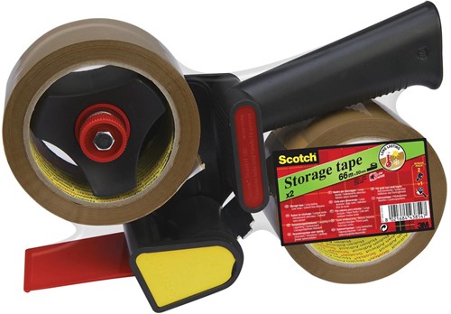 Scotch dérouleur H180 avec 2 rouleaux de ruban adhésif d'emballage, ft 50 mm x 66 m, PP, brun