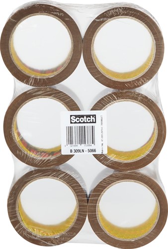 Scotch ruban d'emballage silencieux, ft 50 mm x 66 m, brun, paquet de 6 rouleaux