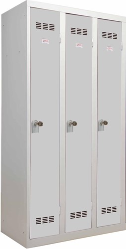 Vestiaire industrie propre, 3 portes, ft 180 x 90 cm, gris
