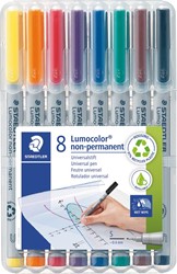Staedtler Lumocolor 311, marqueur OHP, non permanent, 0,8 mm, box de 8 pièces en couleurs assorties