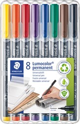 Staedtler Lumocoler 313, marqueur OHP, permanent, 0,4 mm, étui de 8 pièces en couleurs assorties 8 Stuk