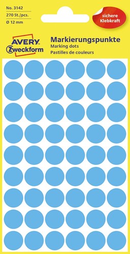 Avery Etiquettes ronds diamètre 12 mm, bleu, 270 pièces 1 PAK