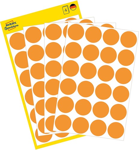 Avery Etiquettes ronds diamètre 18 mm, orange clair, 96 pièces 1 PAK