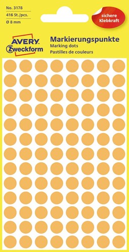 Avery Etiquettes ronds diamètre 8 mm, orange clair, 416 pièces 1 PAK