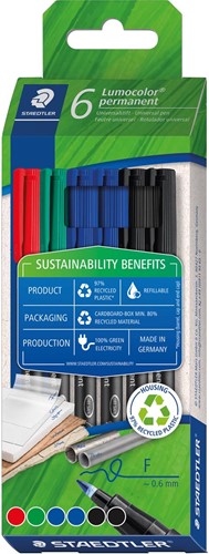 Staedtler Lumocolor 318 permanent marker, fijn, assorti, etui van 6 stuks