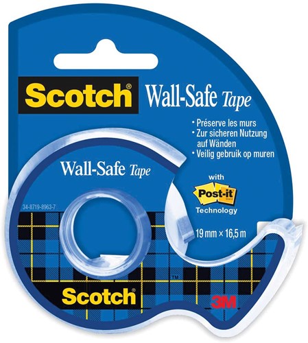 Scotch Wall-Safe tape ft 19 mm x 16,5 m, op blister 1 Stuk