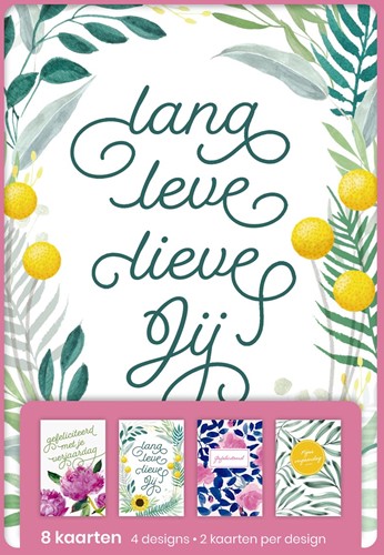 hallmark wenskaarten, lang leve lieve jij, blister van 8 stuks