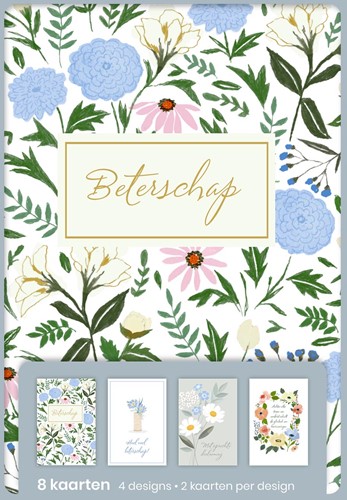 hallmark wenskaarten, beterschap, blister van 8 stuks