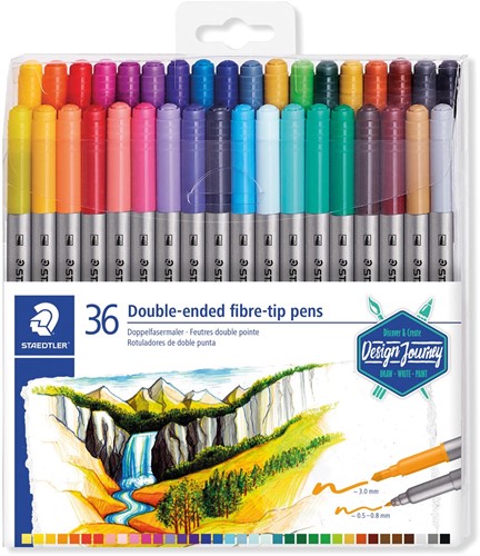 Staedtler marqueur feutre à double pointe ultra fine set 36 couleurs