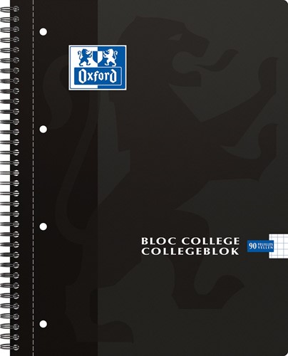 Oxford School collegeblok, ft A4, 180 bladzijden, 4 gaats, geruit 5 mm, zwart 1 Stuk