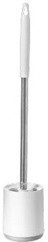 Brosse de toilette en plastique avec pied rond, accrochable, blanc
