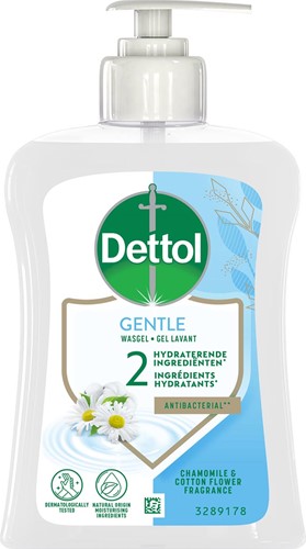 Dettol savon mains Gentle, camomille et fleur de coton, flacon de 250 ml