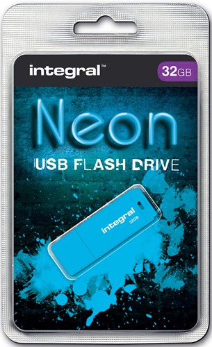 Integral Neon USB 2.0 stick, 32 GB, blauw 1 Stuk