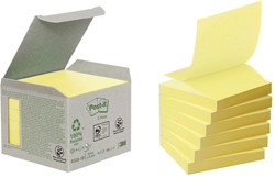 Post-it Recycled Z-notes, 100 vel, ft 76 x 76 mm, geel, pak van 6 blokken