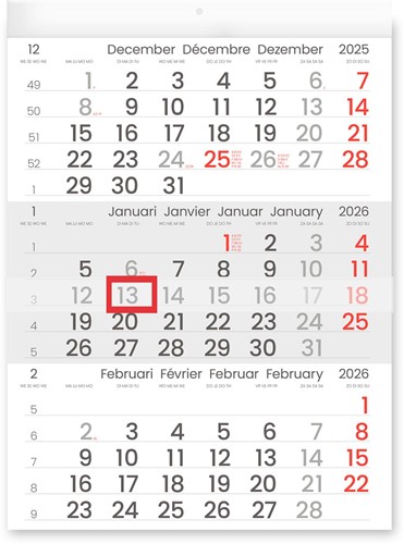 Driemaandskalender Compact, 2026 1 Stuk