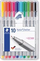 Staedtler Fineliner Triplus couleurs assorties, étui chevalet de 10 pièces 10 Stuk