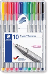 Staedtler Fineliner Triplus couleurs assorties, étui chevalet de 10 pièces 10 Stuk