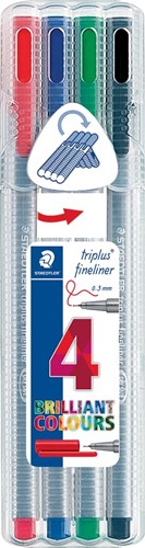 Staedtler Fineliner Triplus couleurs assorties, étui chevalet de 4 pièces 4 Stuk