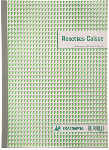Exacompta recettes caisse, ft A4, français, dupli (50 x 2 feuilles)