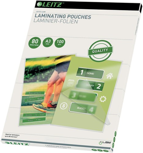 Leitz Ilam pochette à plastifier ft A3, 160 micron (2 x 80 micron), paquet de 100 pièces