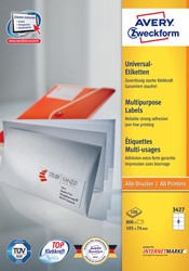 Avery Zweckform 3427, étiquettes universelles, Ultragrip, blanc, 100 feuilles, 105 x 74 mm 100 Vel