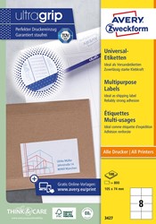 Avery Zweckform 3427, étiquettes universelles, Ultragrip, blanc, 200 feuilles, 105 x 74 mm 200 Vel