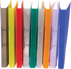 Bronyl ringmap, voor ft A4, uit PP, 2 D-ringen van 15 mm, geassorteerde transparante kleuren