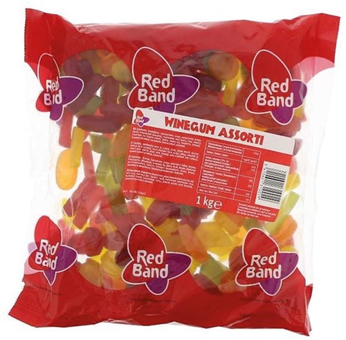 Red Band winegum, zak van 1 kg, assortiment 1 KG