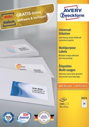 Avery Zweckform étiquette, ft 70 x 37 mm, 4.800 pièces 100 Vel