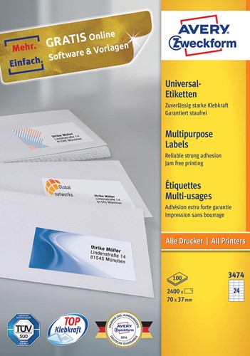 Avery Zweckform étiquette, ft 70 x 37 mm, 4.800 pièces 100 Vel