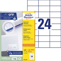 Avery Zweckform 3475, étiquettes universelles, Ultragrip, blanc, 200 feuilles, 70 x 36 mm 200 Vel-2