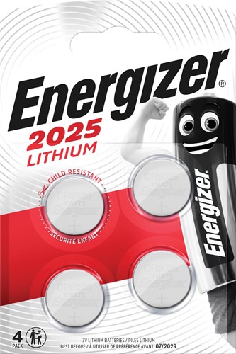 Energizer piles bouton lithium CR2025, blister de 4