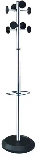 Kapstok met parapluhouder, 8 haken, zwart
