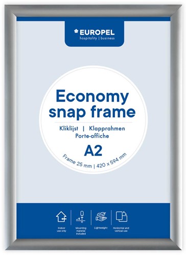 Europel clicklijst Economy, lijst 25 mm, ft A2, zilver