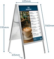 Europel stoepbord Economy, lijst 32 mm, ft A1, zilver-2