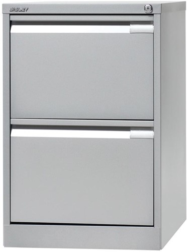 Bisley classeur dossiers, ft 71,1 x 47 x 62,2 cm (h x l x p), 2 tiroirs, argenté