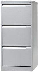 Bisley hangmappenkast, ft 101,6 x 47 x 62,2 cm (h x b x d), 3 laden, zilverkleurig